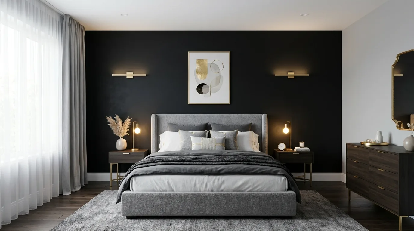 Minimal bedroom with white walls