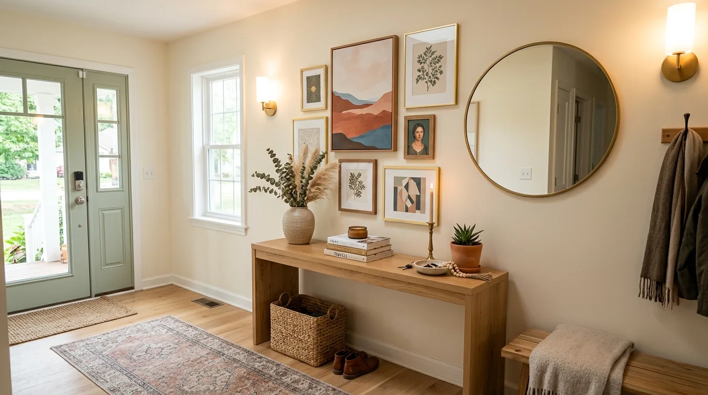 Console wall with extra large statement artwork