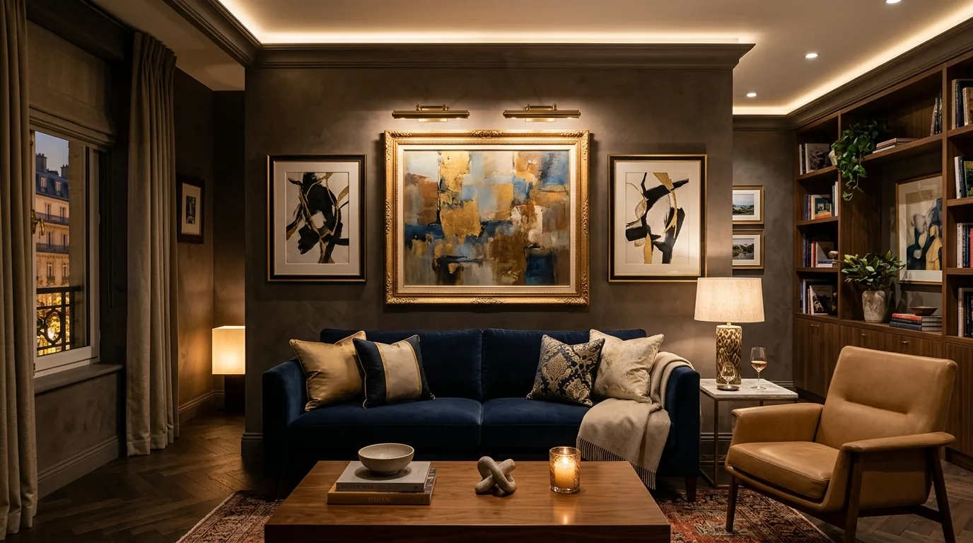 Reading corner with stacked mini frames