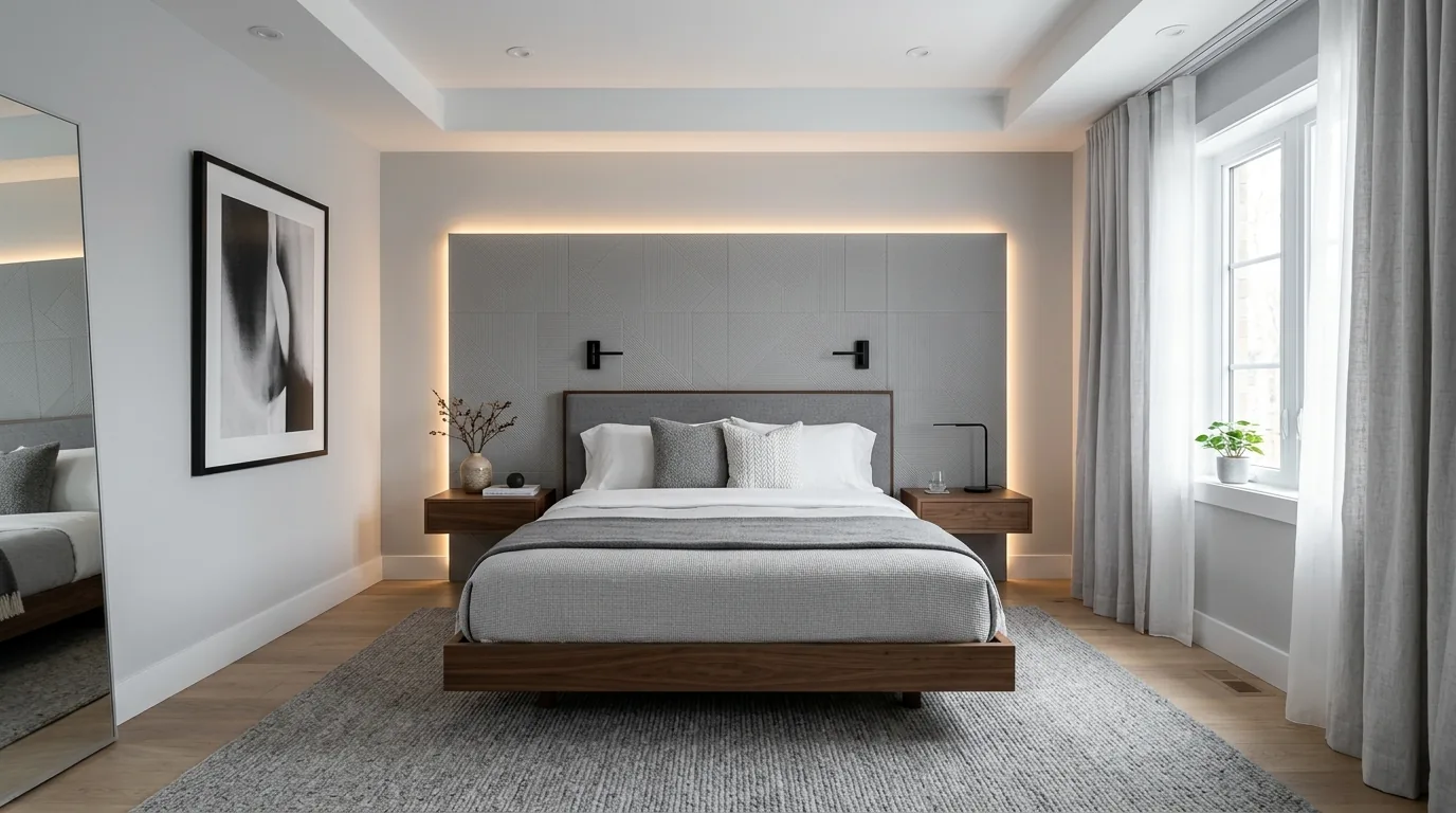 Soft modern bedroom refresh with pale paint