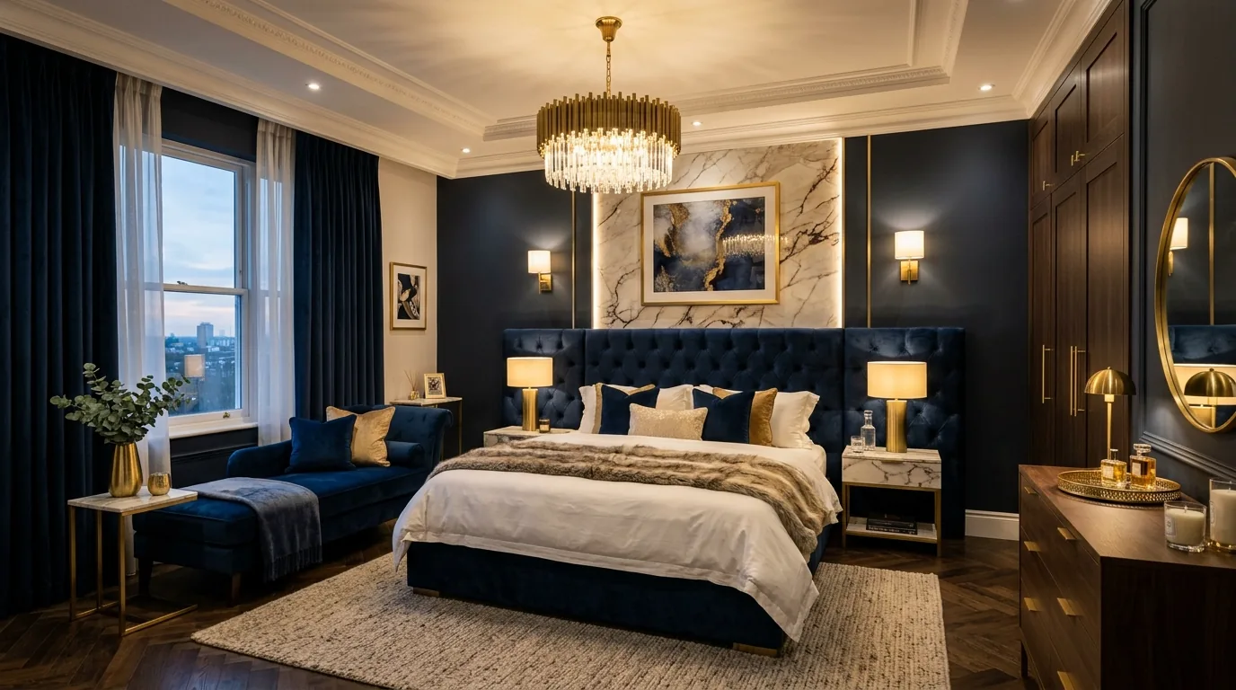 Romantic bedroom transformation with floral wallpaper