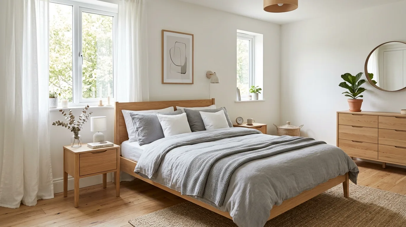 Minimal makeover with floating nightstands