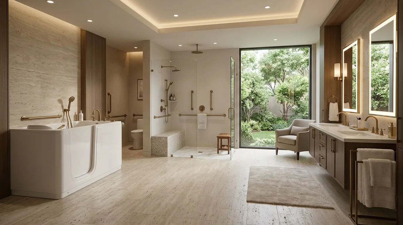 Luxury senior bathroom with spacious layout