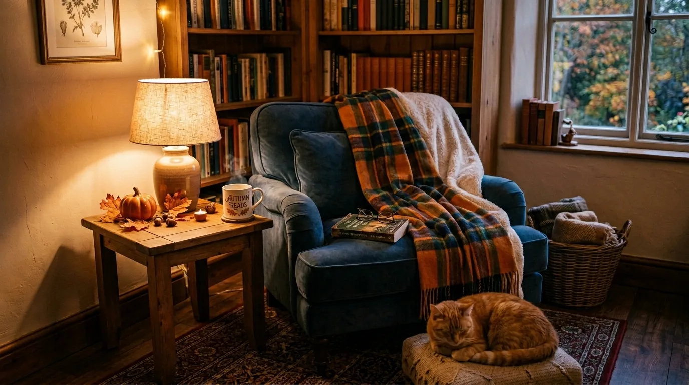 Reading nook with boucle chair