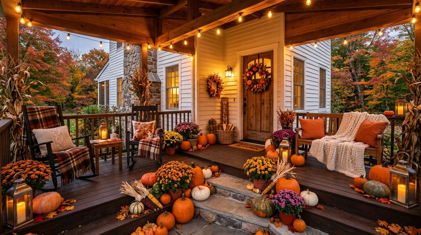 Luxury fall living room with layered neutrals