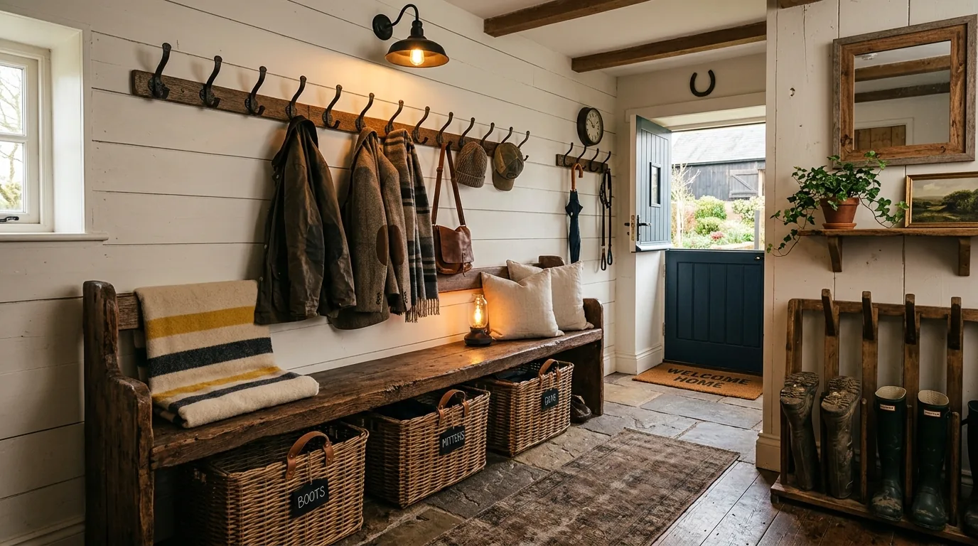 Modern mudroom with closed cabinetry