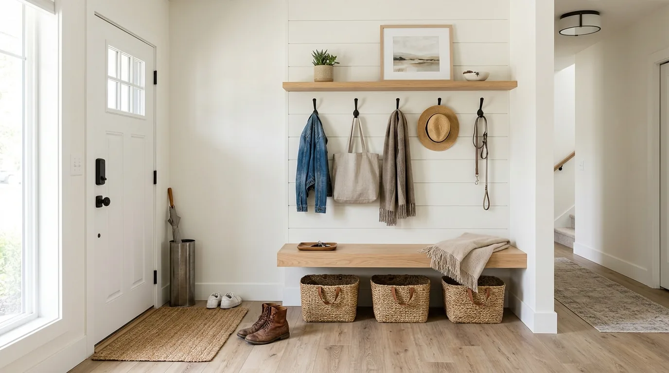 Mudroom with boot tray