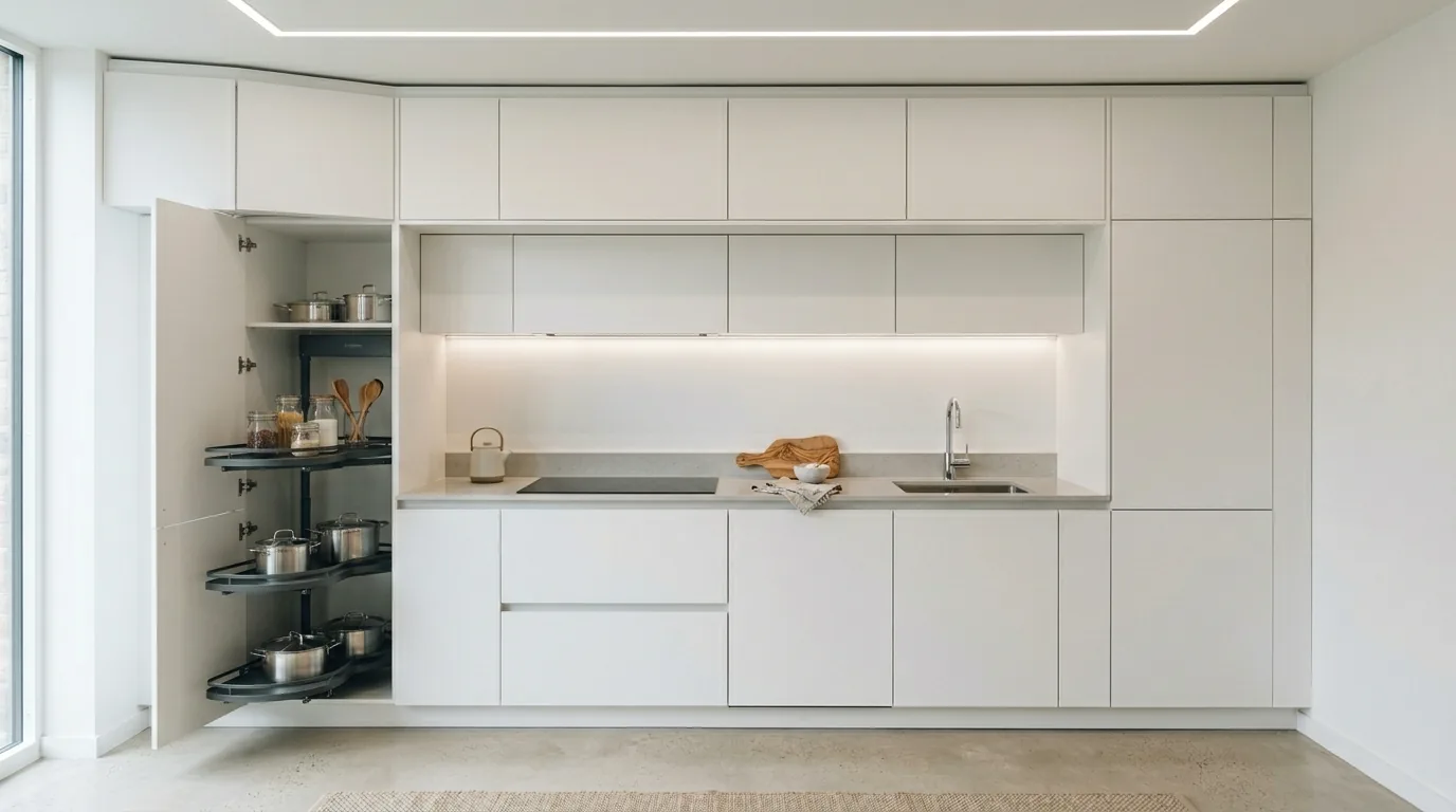 Kitchen corner cabinet with lazy susan style insert