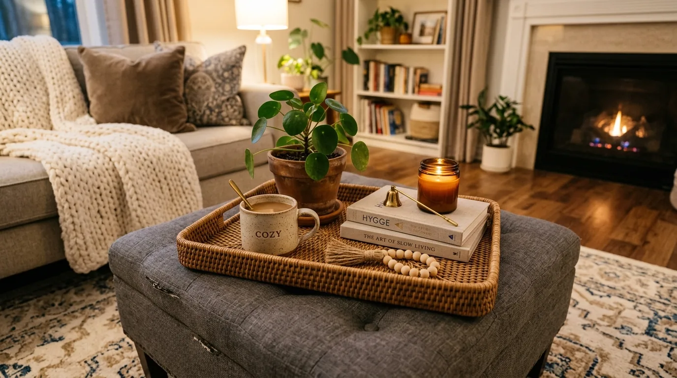 Woven tray with remote storage