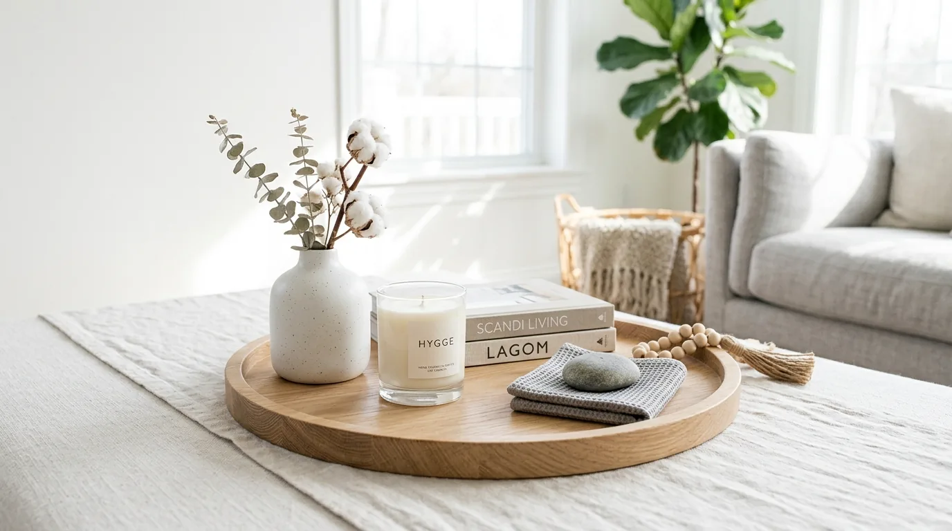 Fall tray arrangement with amber candle