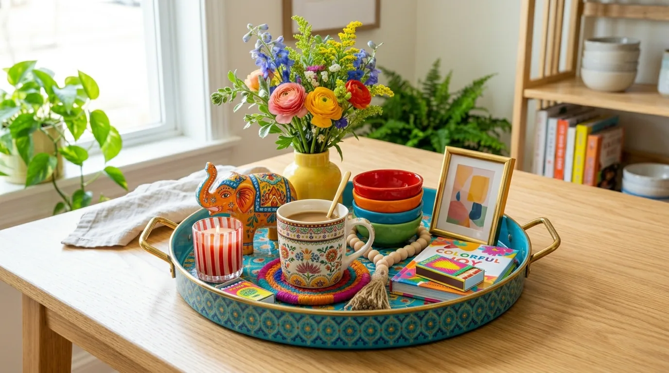 Nursery shelf with scalloped tray and keepsakes