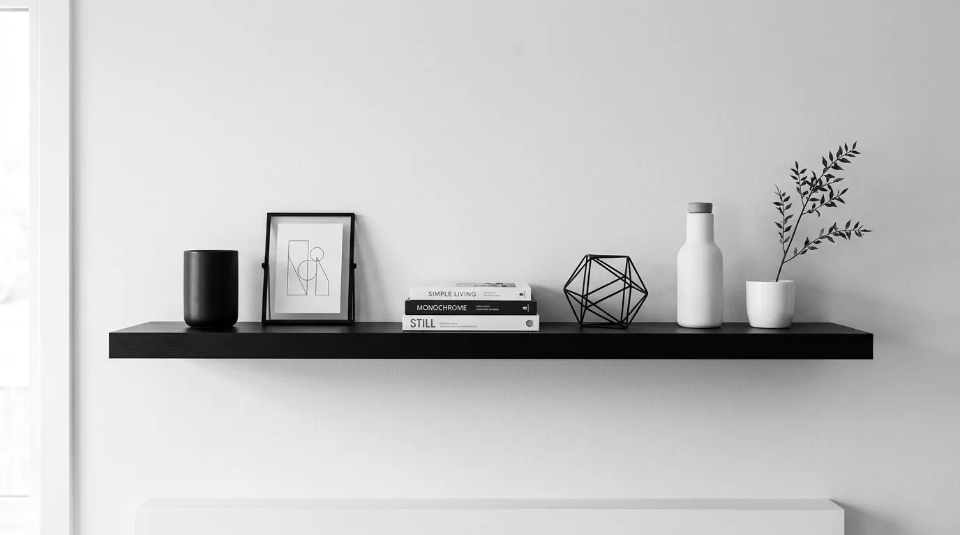 Luxury small shelf styling with marble box