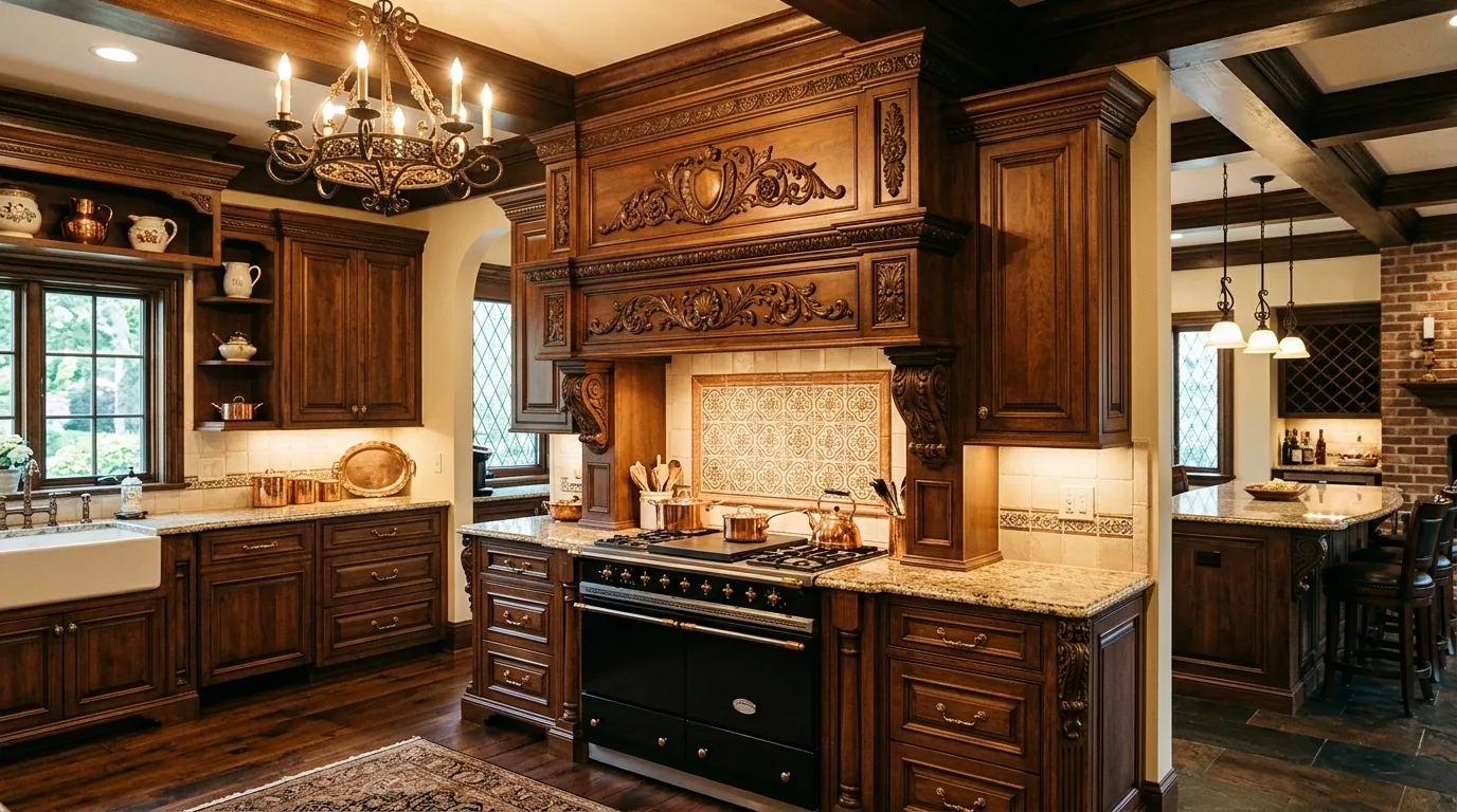 Tall boxy hood cover with plaster and trim detail