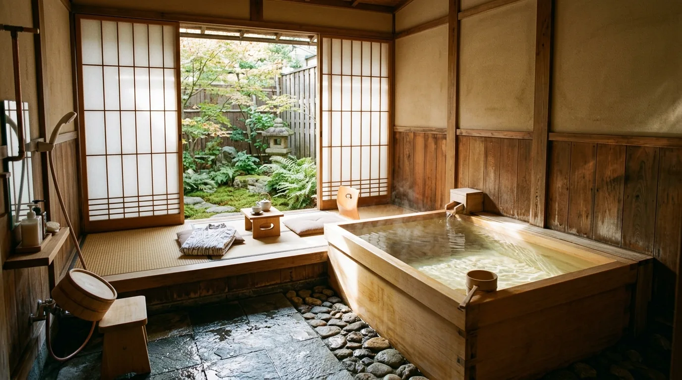Bathroom with shoji screen detail