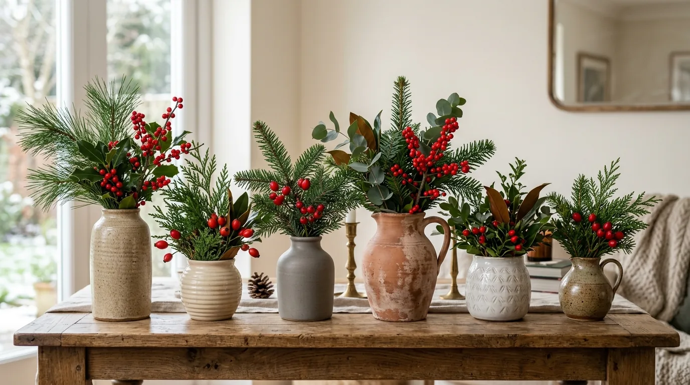 Dining centerpiece with pottery vase