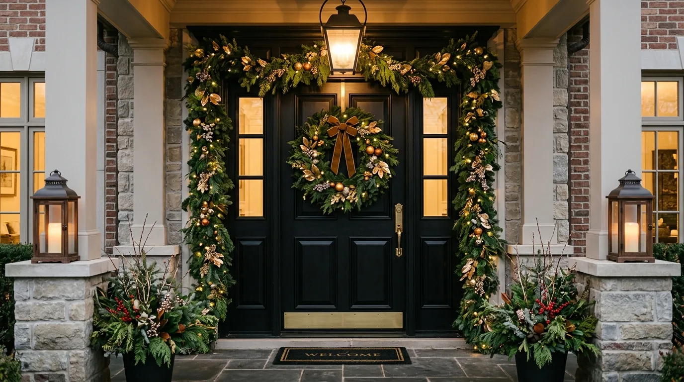 Double doors with matching wreaths