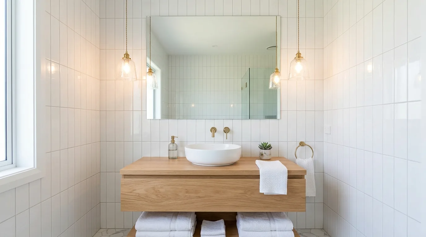 Alabaster pendants in a luxe hallway