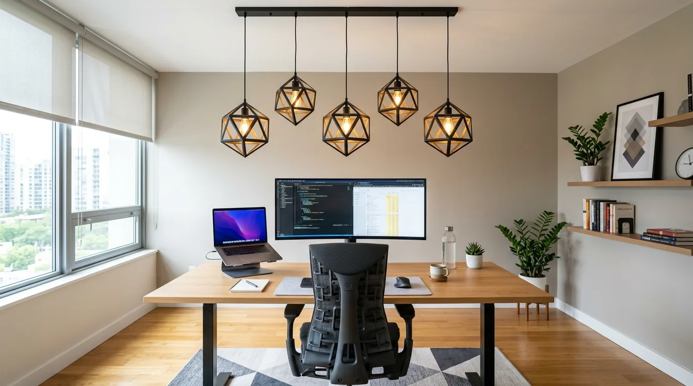 Vintage milk glass pendants in a cottage kitchen