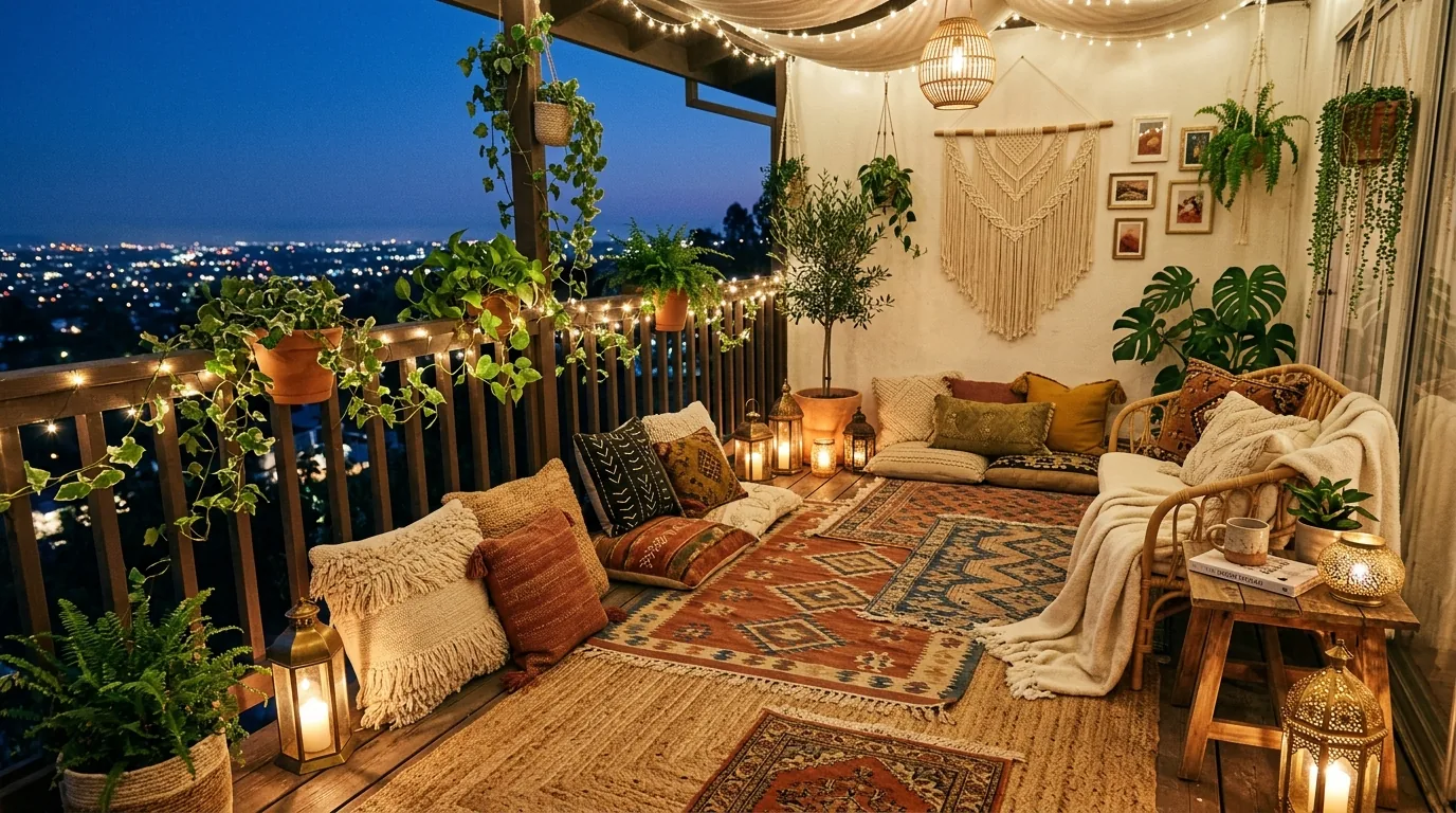 Urban balcony with privacy screen