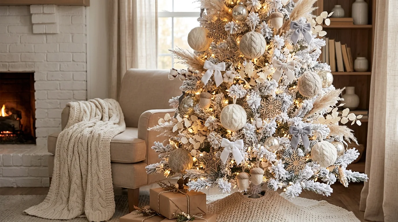 Luxury white tree with crystal ornaments