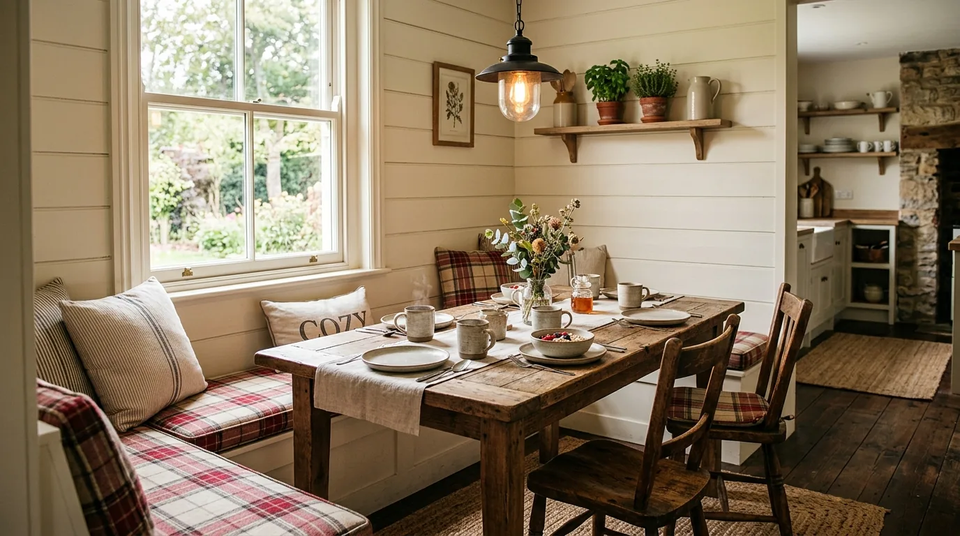Cozy nook with paneled bench seating