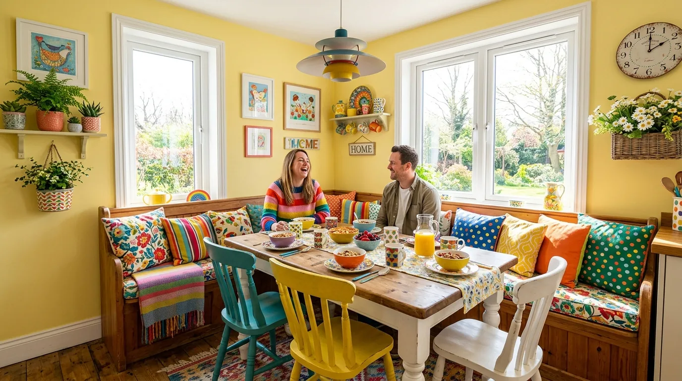 Luxury breakfast nook with upholstered banquette