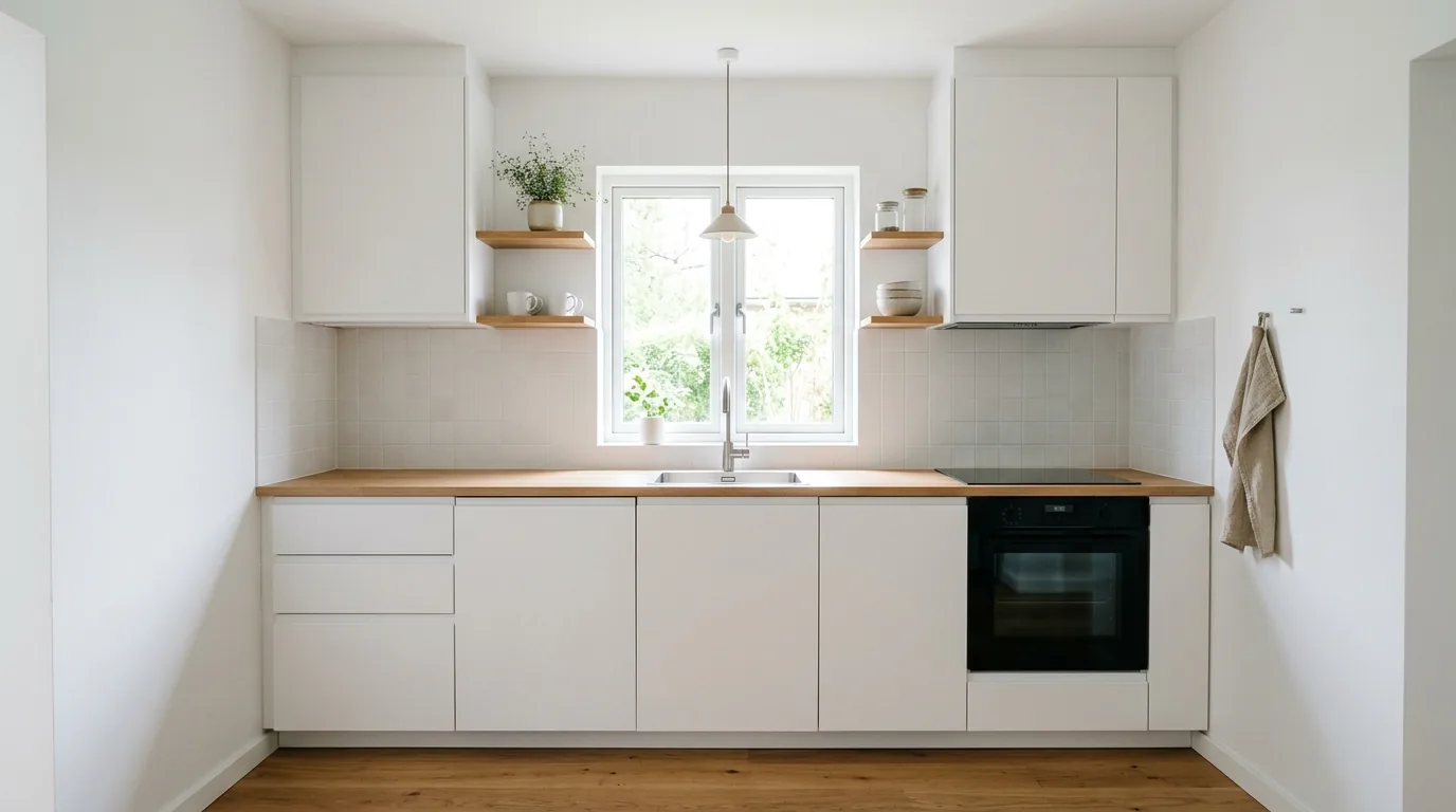 Scandinavian kitchen with pale oak accents