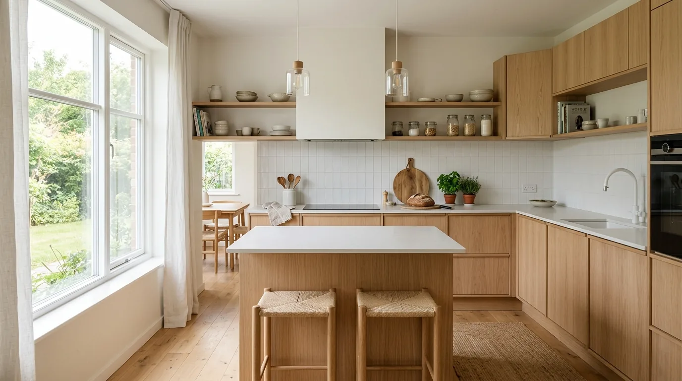 Farmhouse small kitchen with beadboard wall