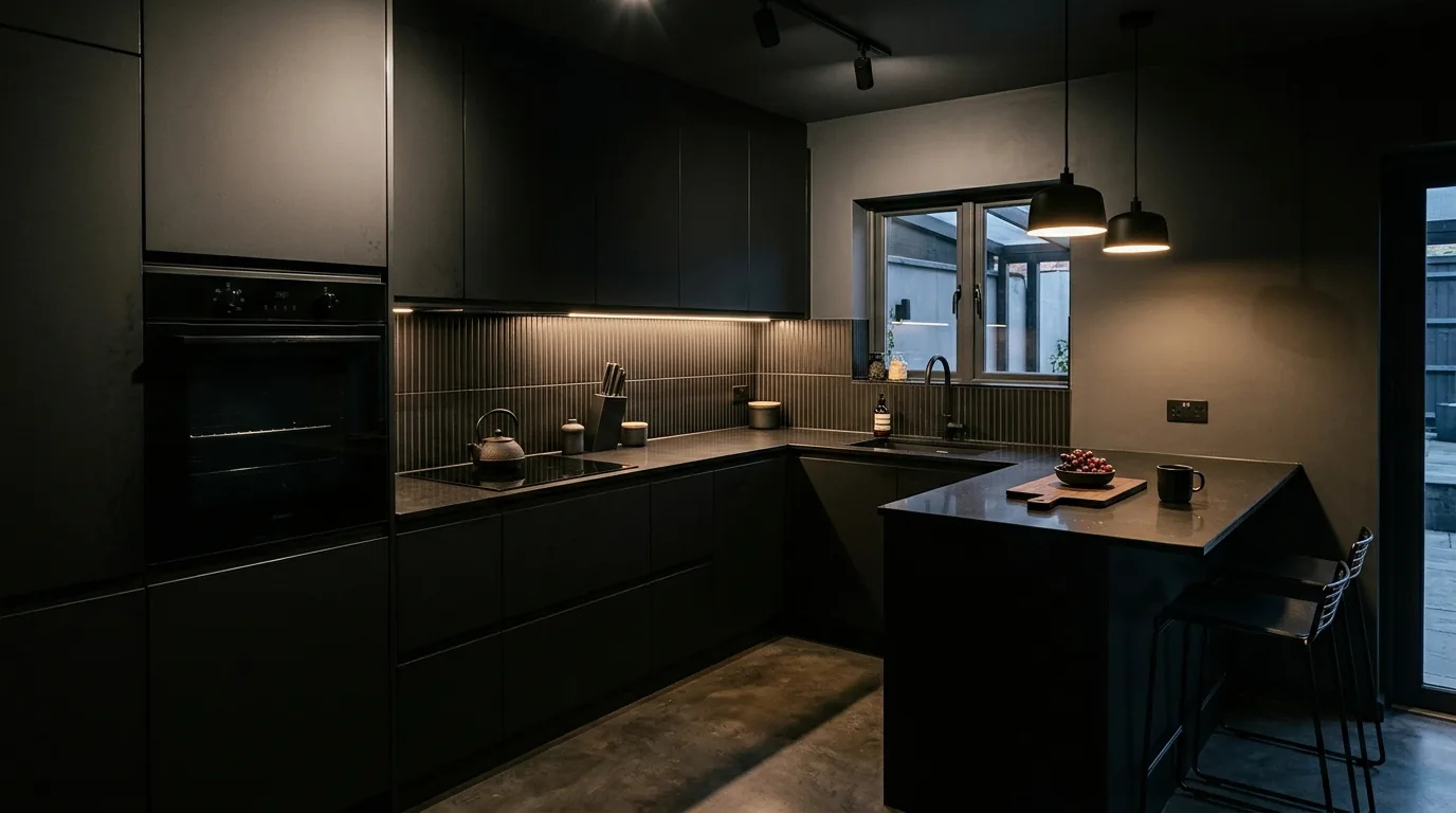 Small kitchen with checkerboard floor