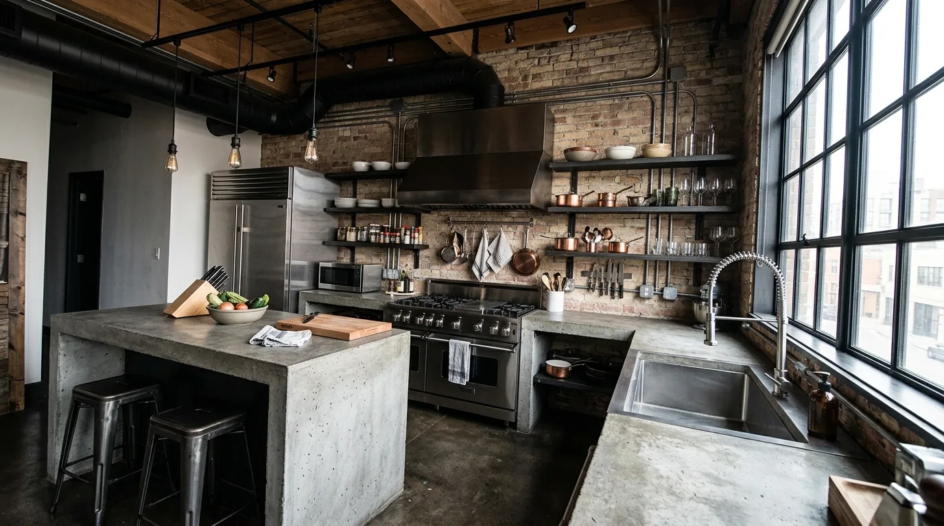 Luxury kitchen with dramatic stone veining