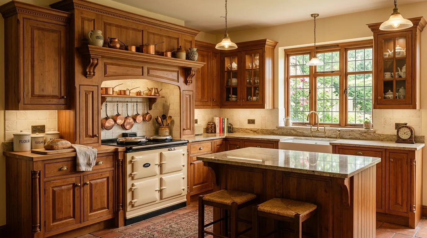 Mediterranean inspired kitchen with plaster hood