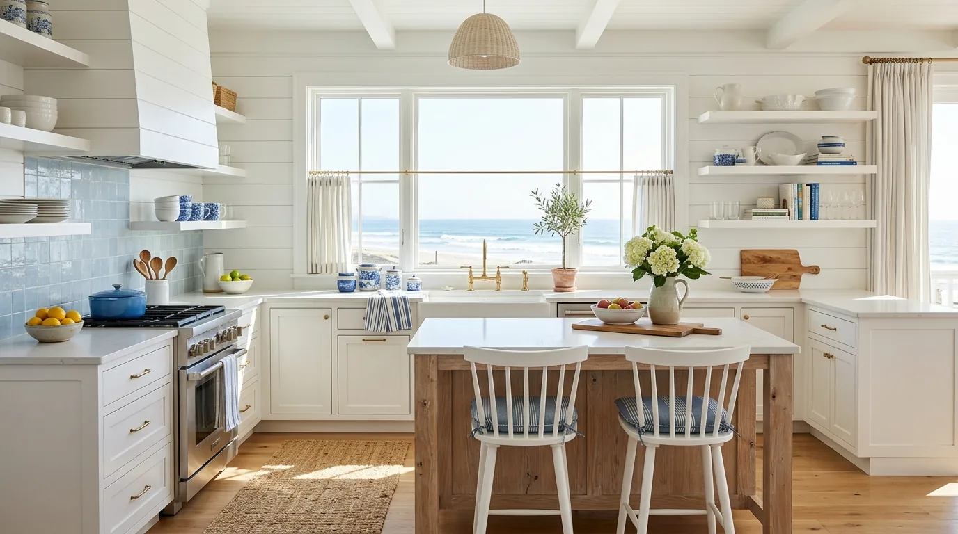 Minimal kitchen with seamless cabinetry and one sculptural island focus