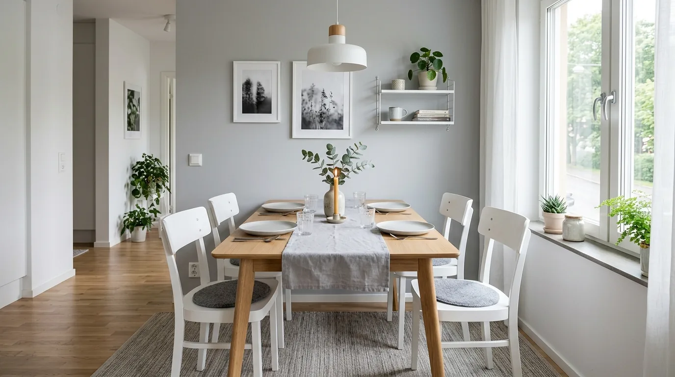 Extendable dining table in a compact room