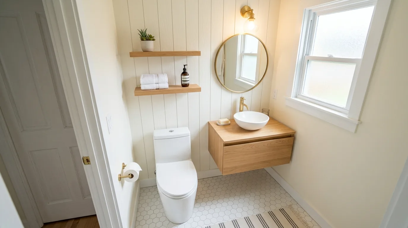 Small half bath with dark moody paint