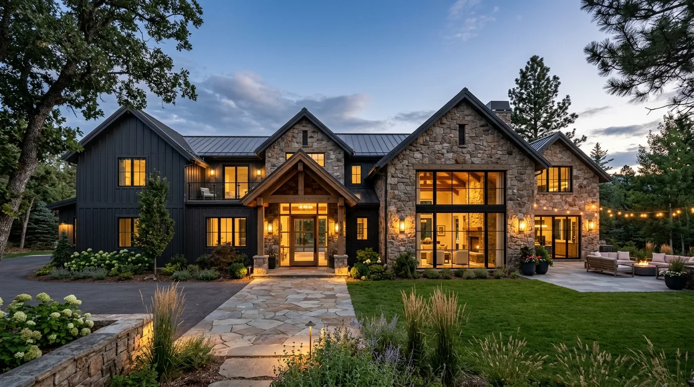 Small home exterior using vertical siding to emphasize height and tidy porch styling
