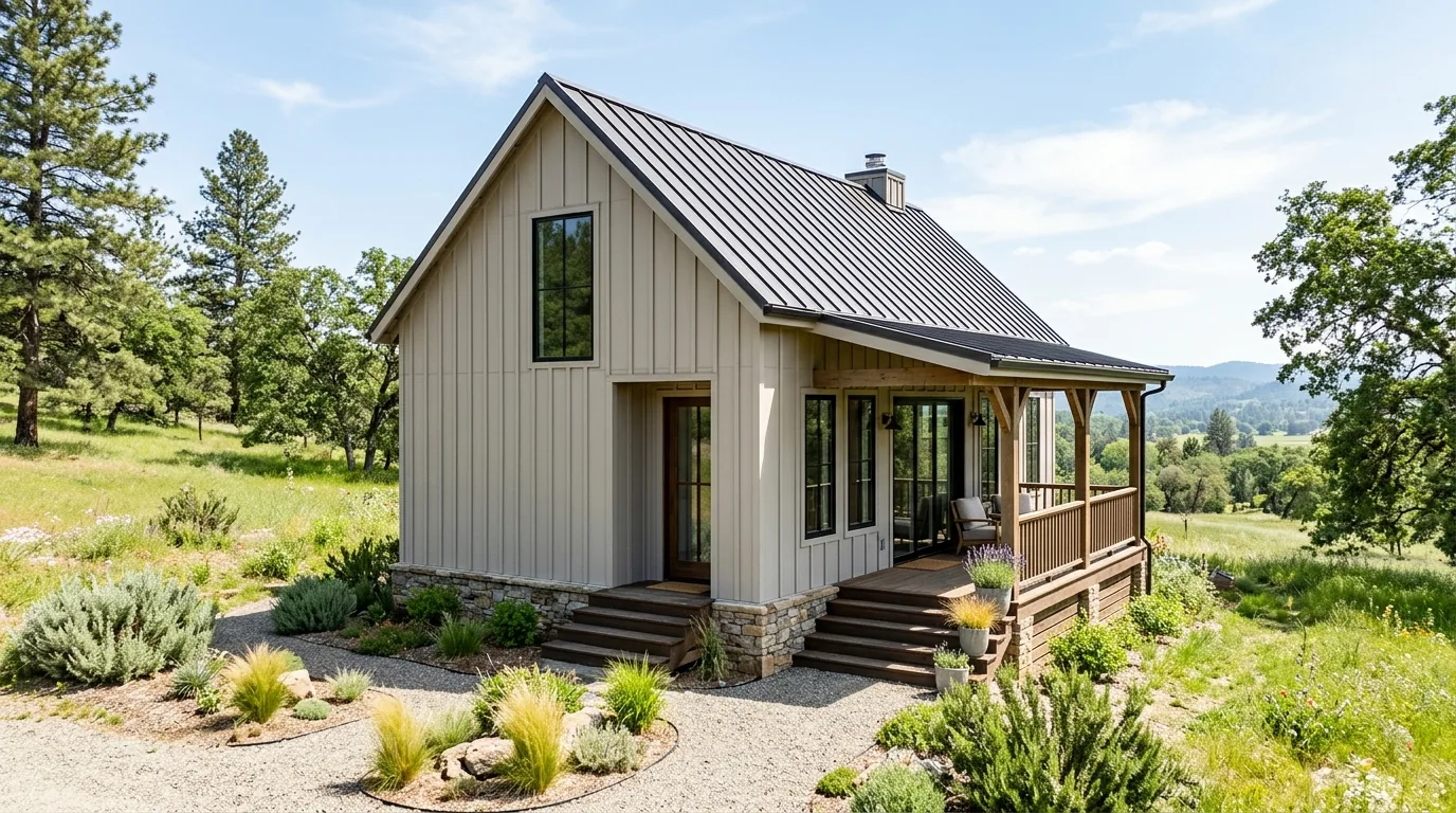 Luxury estate with charcoal board and batten siding