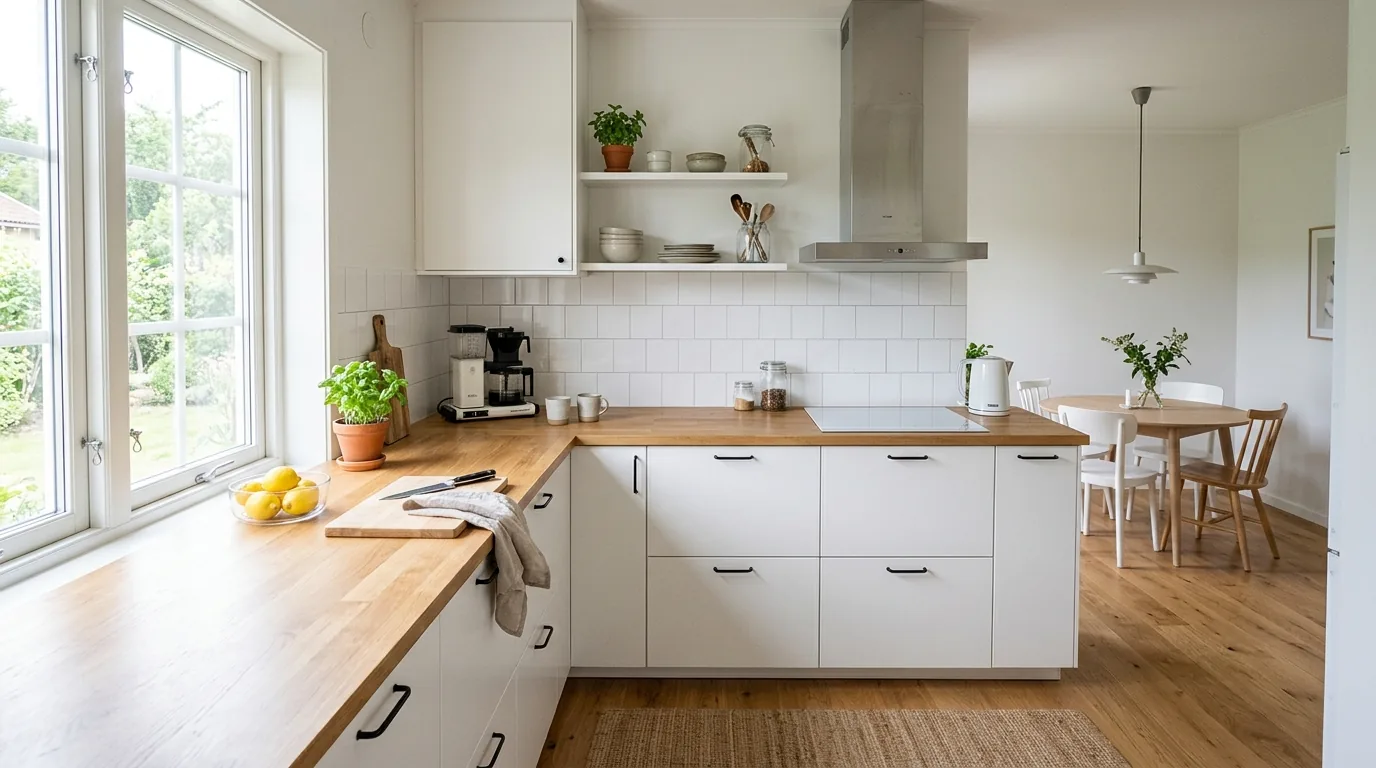 Farmhouse kitchen with soapstone counters and apron sink