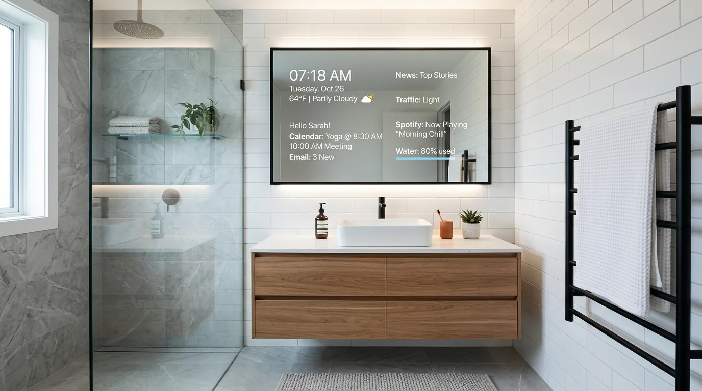 Family room with one touch movie mode