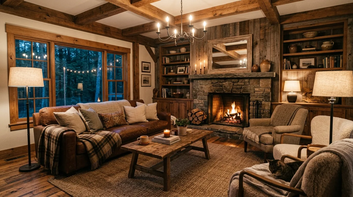 Boho living room with woven accents