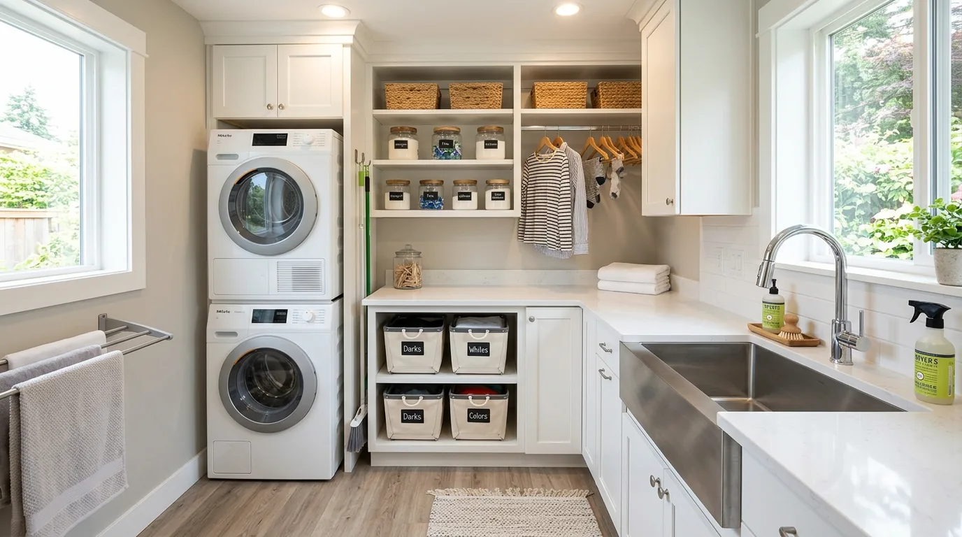 Bright laundry area with window