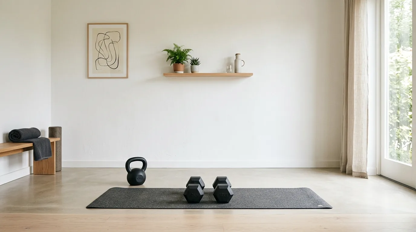 Strength training room with matte black rack