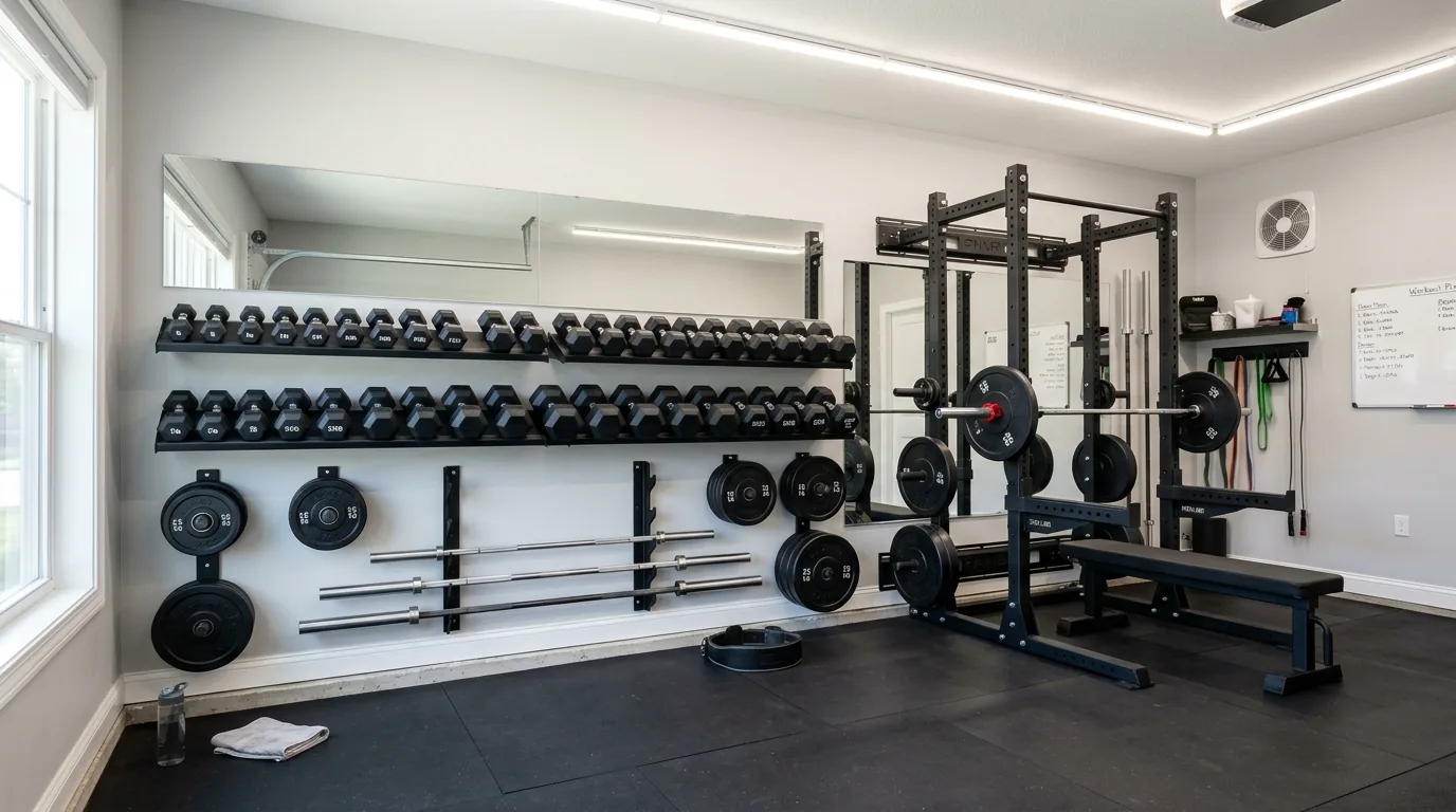 Minimal gym with tonal walls