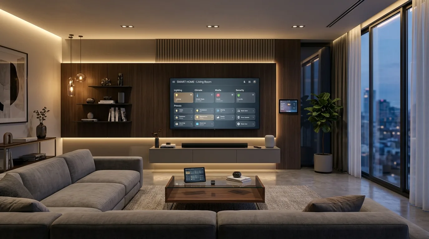 Bedroom with upholstered wall detail and layered bedside lighting