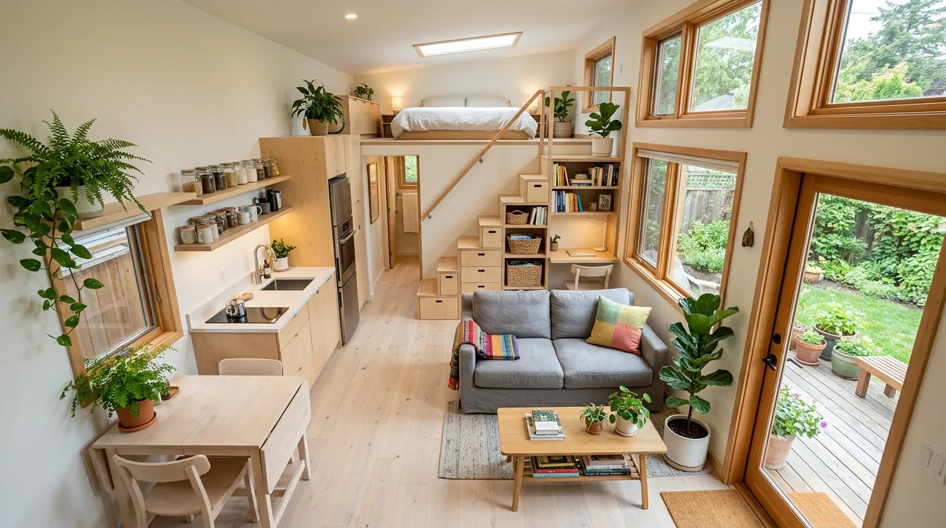 Laundry room with efficient machines and drying rail near window