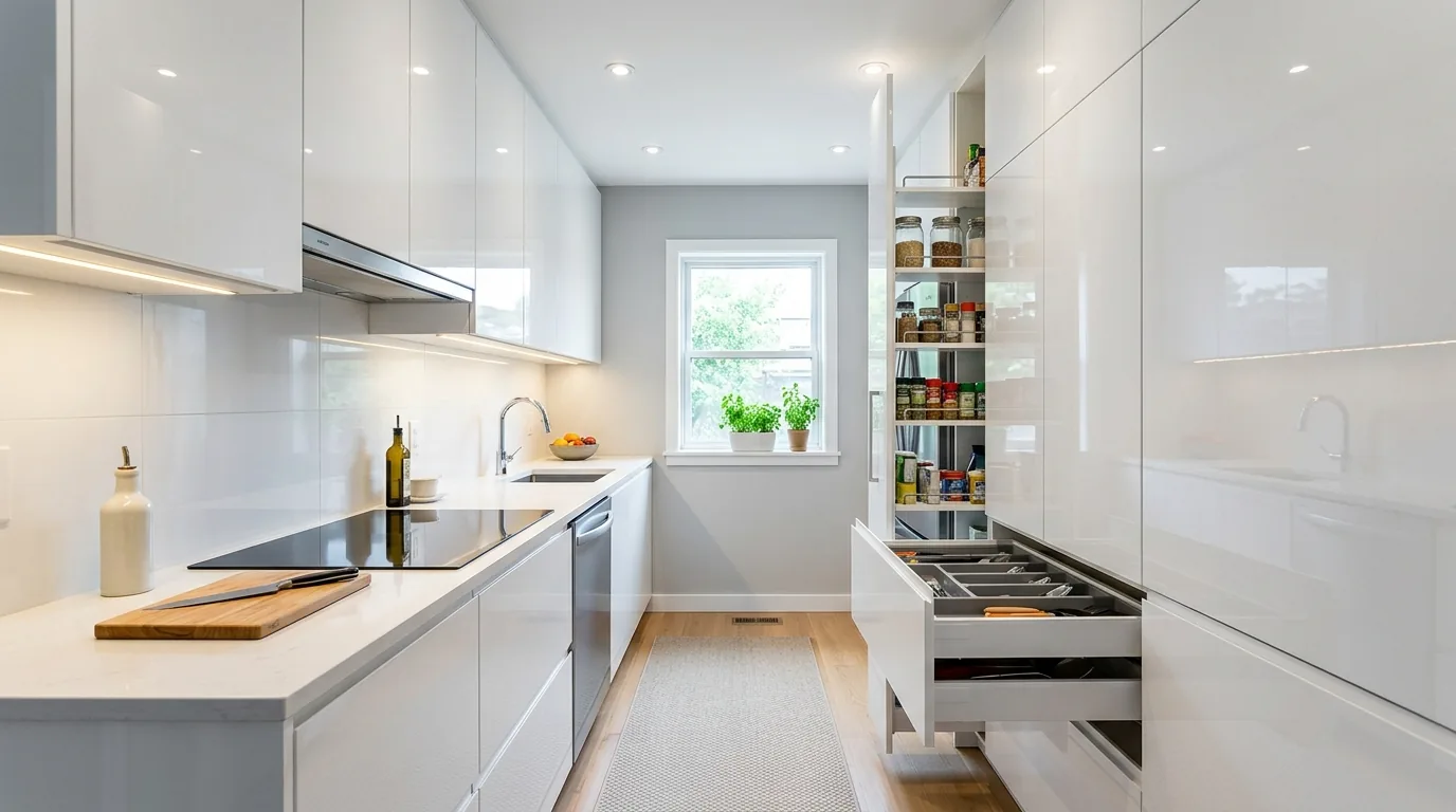 Two tone cabinetry in a compact remodel