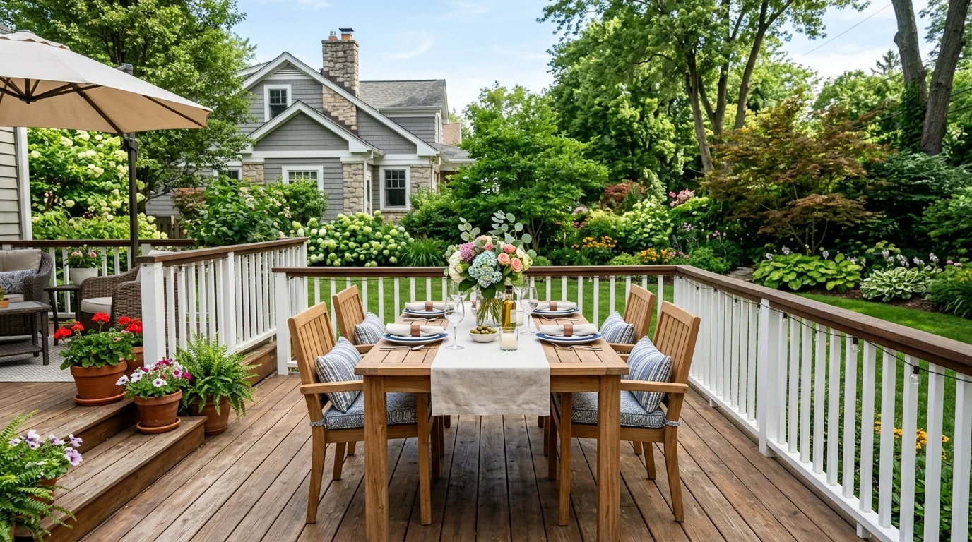 Urban deck with privacy screen and vertical greenery wall