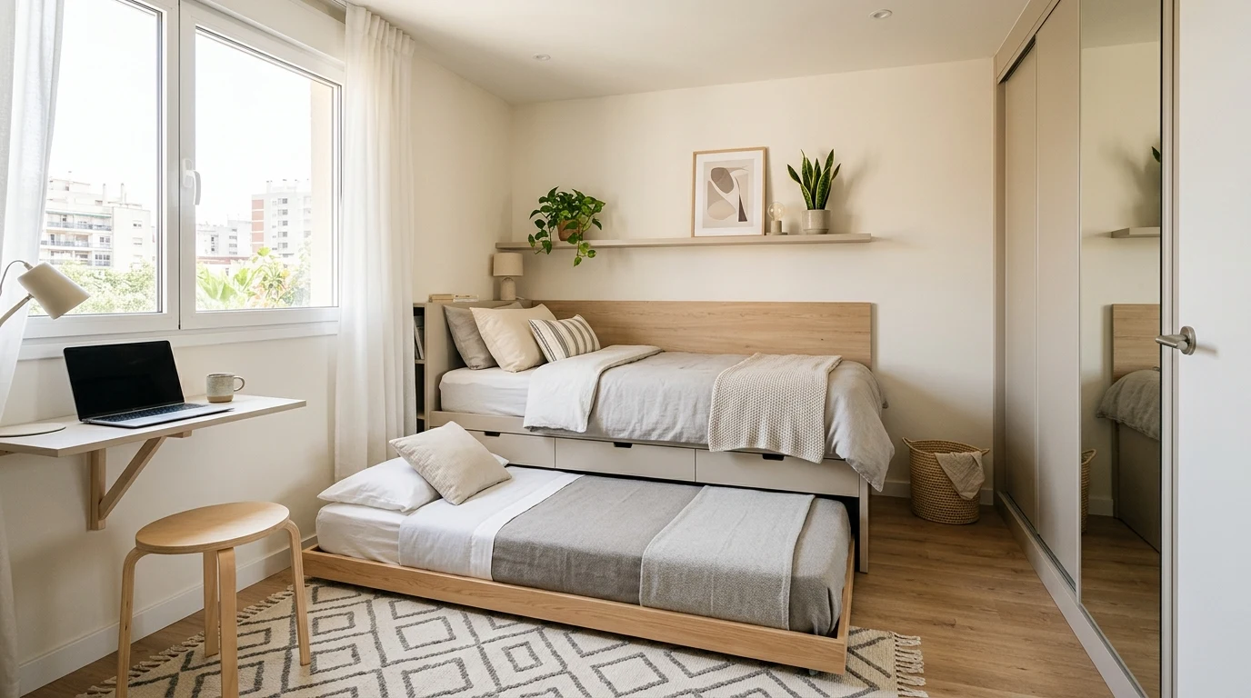 Nursery transition room with low trundle for visiting family